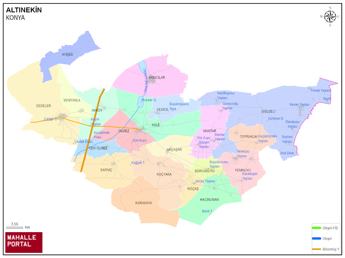ALTINEKİN Mahalle Köy Haritası | İlçe Mahalleleri ve Köy Sınırları