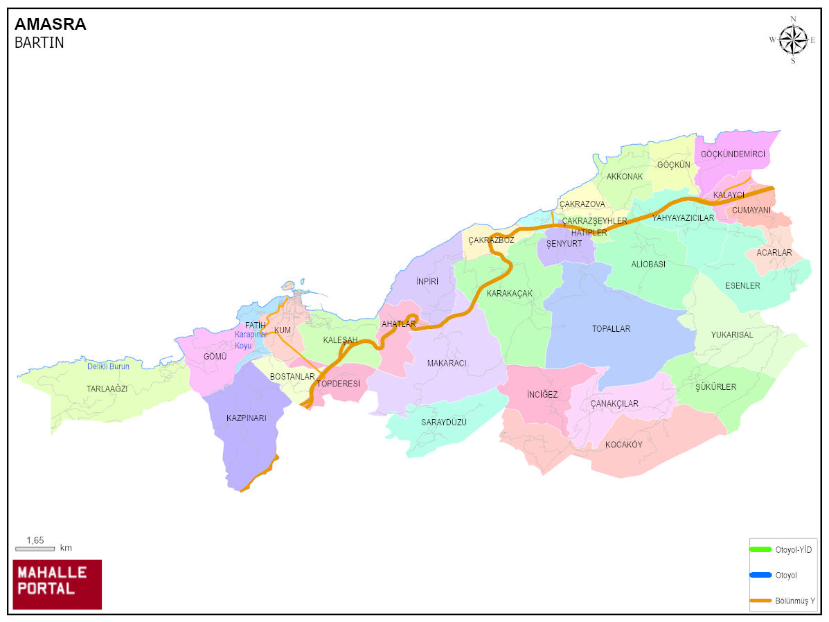 AMASRA Mahalle Köy Haritası | İlçe Mahalleleri ve Köy Sınırları