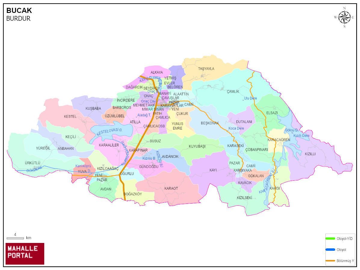 BUCAK Mahalle Köy Haritası | İlçe Mahalleleri ve Köy Sınırları