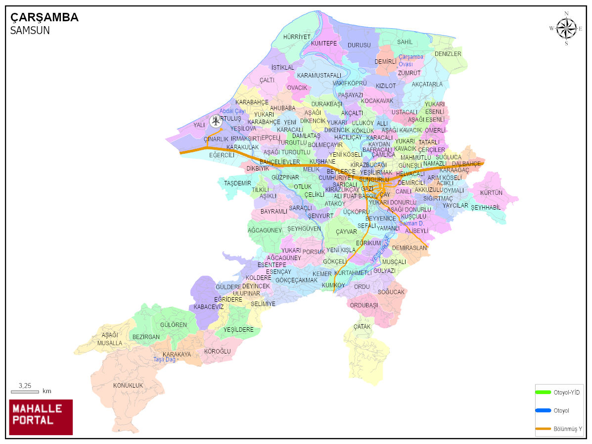 ÇARŞAMBA Mahalle Köy Haritası | İlçedeki Tüm Mahalle ve Köyler