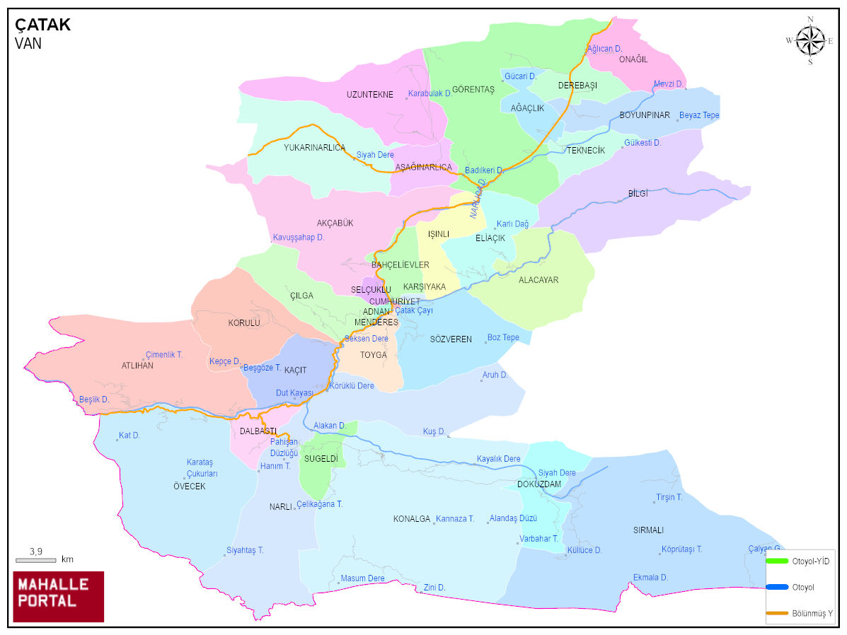 ÇATAK Mahalle Köy Haritası | İlçedeki Tüm Mahalle ve Köyler
