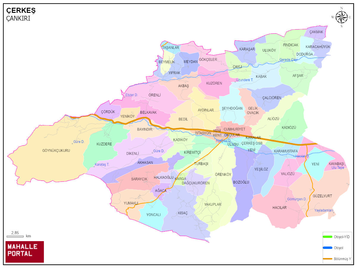 ÇERKEŞ Mahalle Köy Haritası | İlçedeki Tüm Mahalle ve Köyler