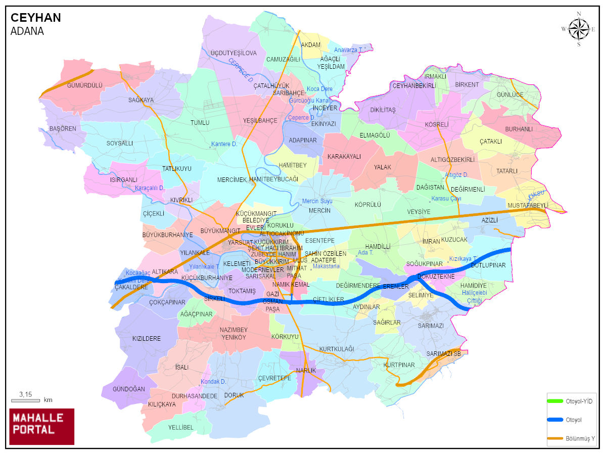 CEYHAN Mahalle Köy Haritası | İlçe Mahalleleri ve Köy Sınırları