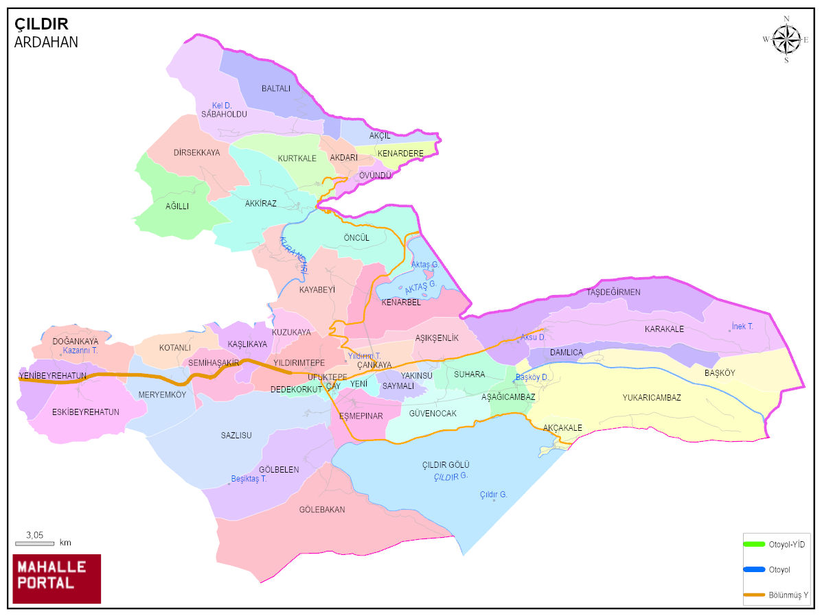 ÇILDIR Mahalle Köy Haritası | İlçedeki Tüm Mahalle ve Köyler