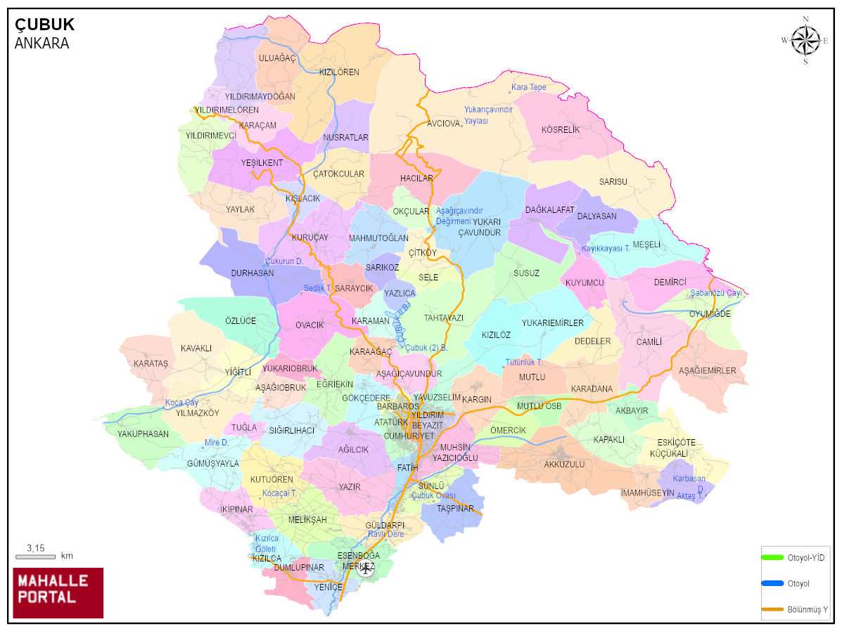 ÇUBUK Mahalle Köy Haritası | İlçedeki Tüm Mahalle ve Köyler
