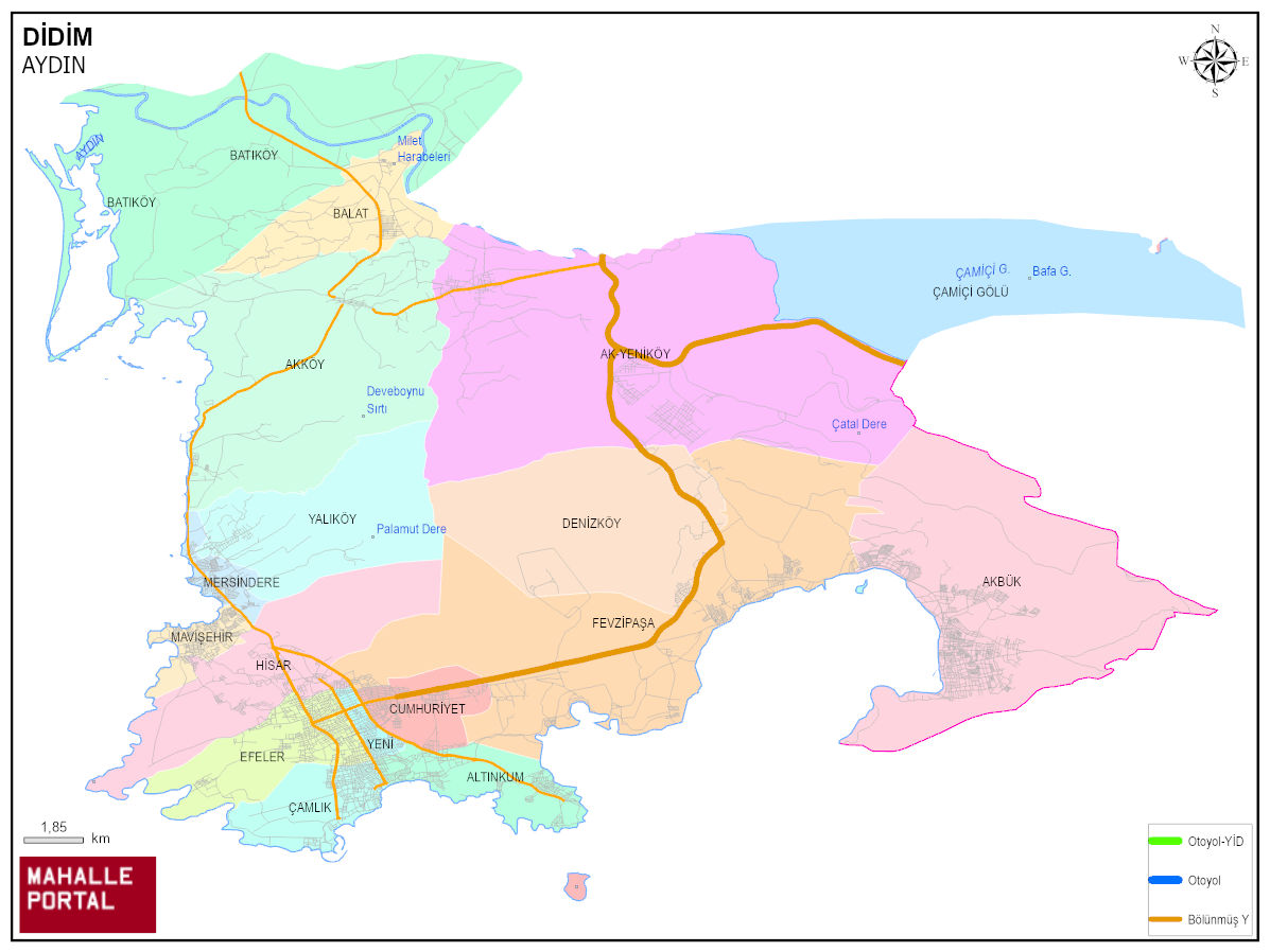 DİDİM Mahalle Köy Haritası | İlçe Mahalleleri ve Köy Sınırları
