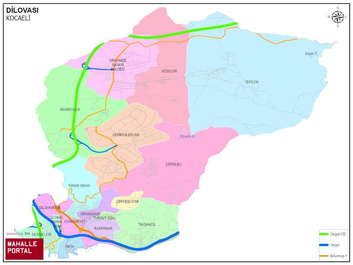 DİLOVASI Mahalle Köy Haritası | İlçe Mahalleleri ve Köy Sınırları