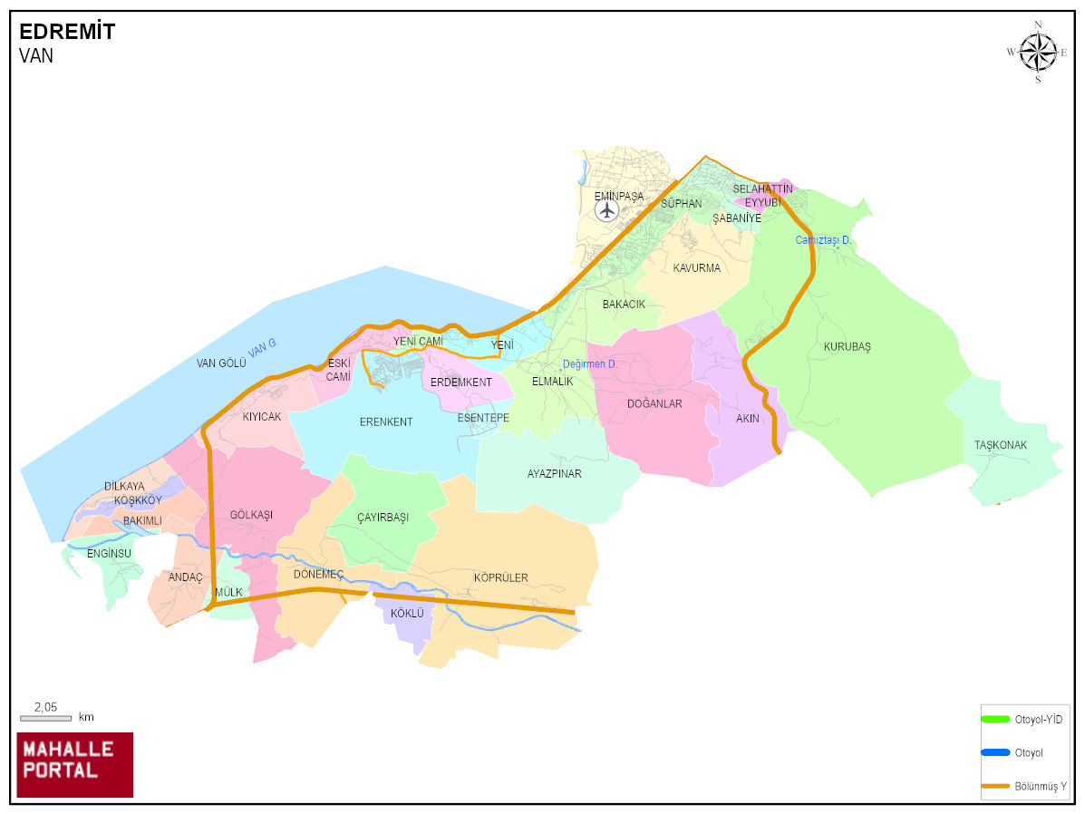 EDREMİT Mahalle Köy Haritası | İlçe Mahalleleri ve Köy Sınırları