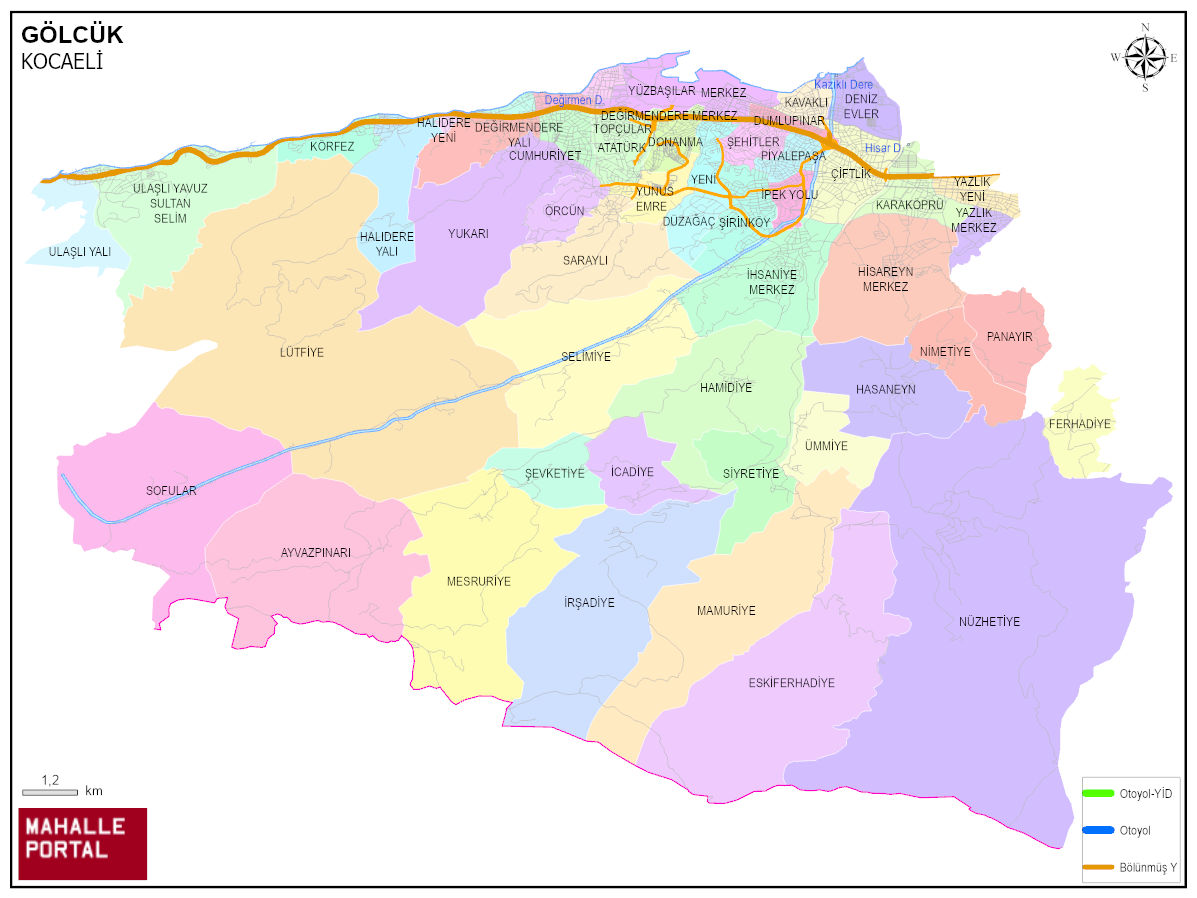 GÖLCÜK Mahalle Köy Haritası | İlçe Mahalleleri ve Köy Sınırları