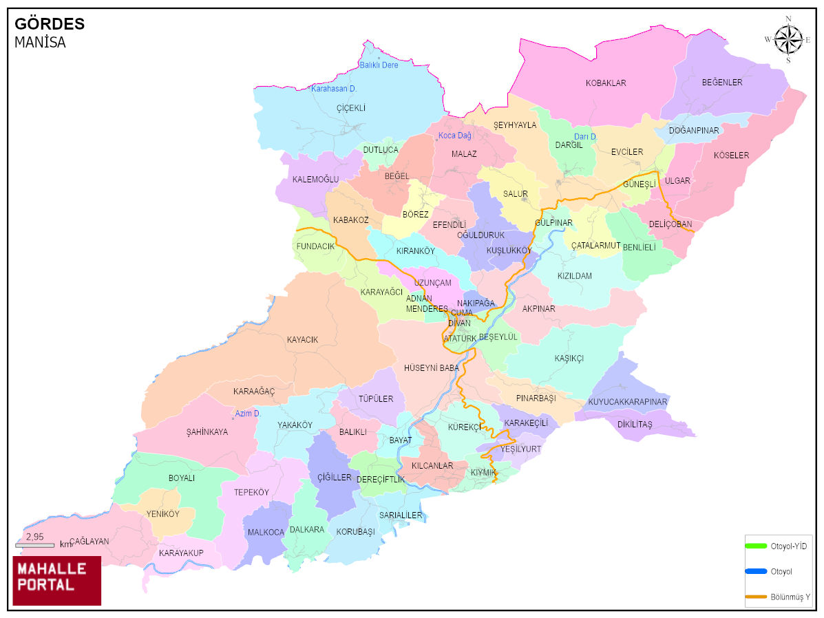 GÖRDES Mahalle Köy Haritası | İlçe Mahalleleri ve Köy Sınırları