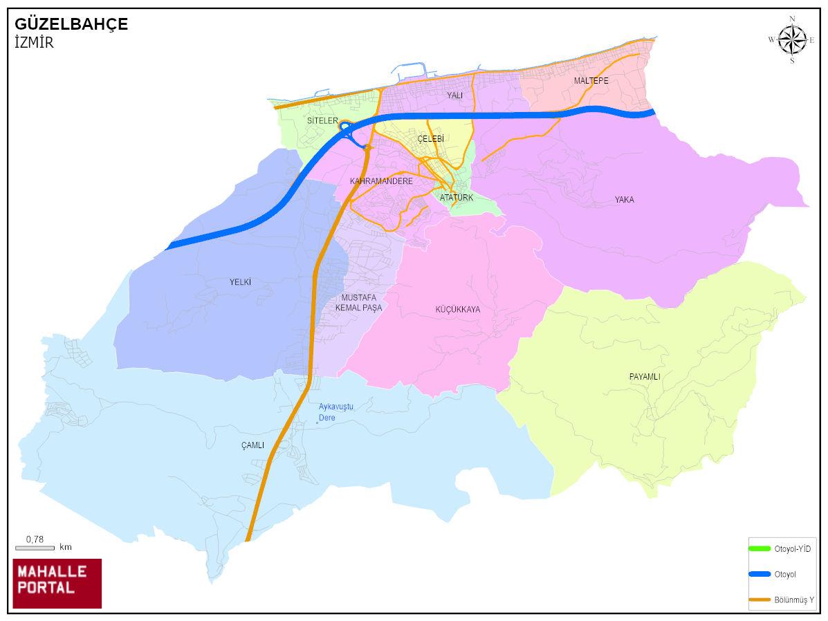 GÜZELBAHÇE Mahalle Köy Haritası | İlçe Mahalleleri ve Köy Sınırları