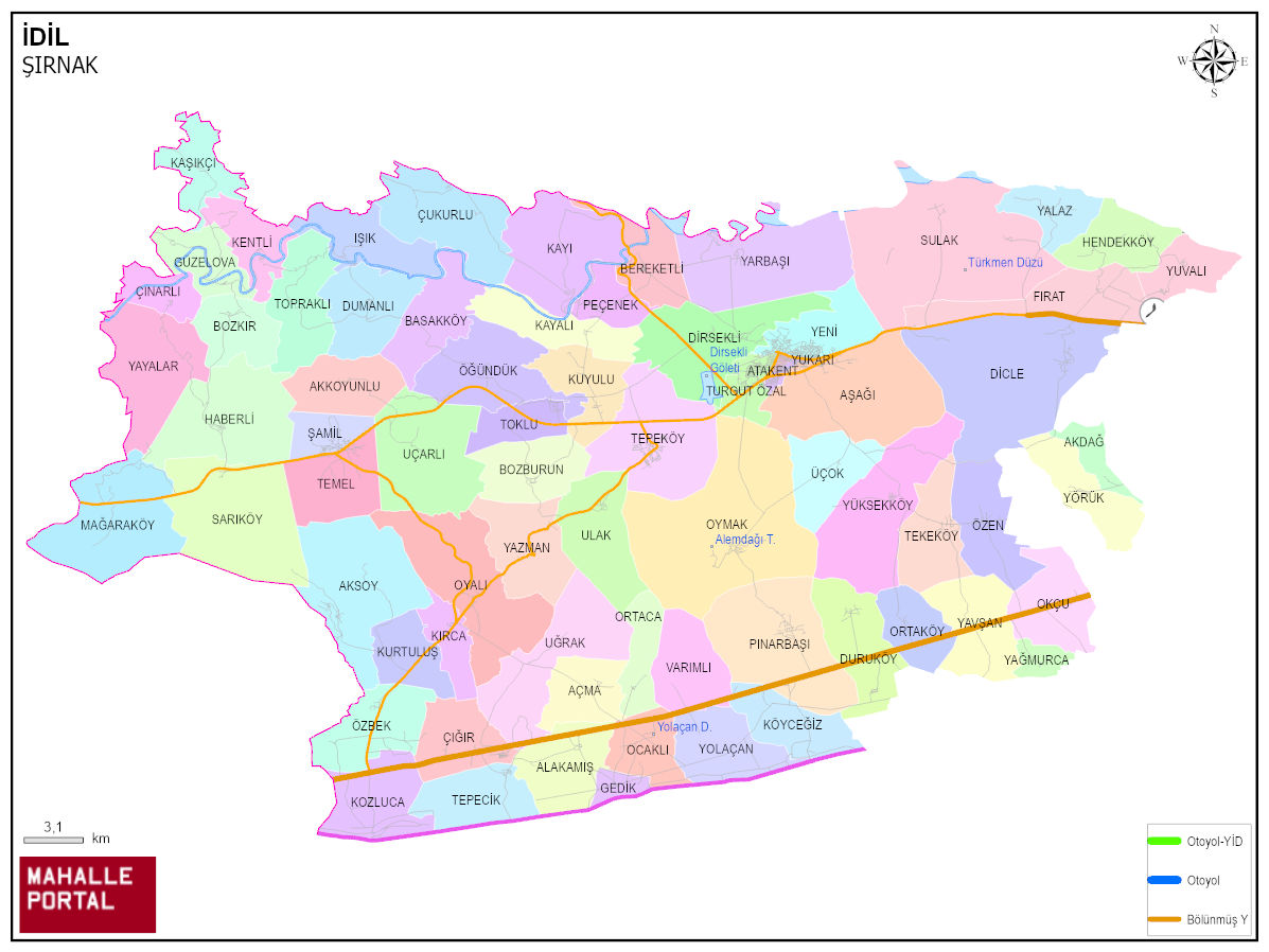 İDİL Mahalle Köy Haritası | İlçedeki Tüm Mahalle ve Köyler
