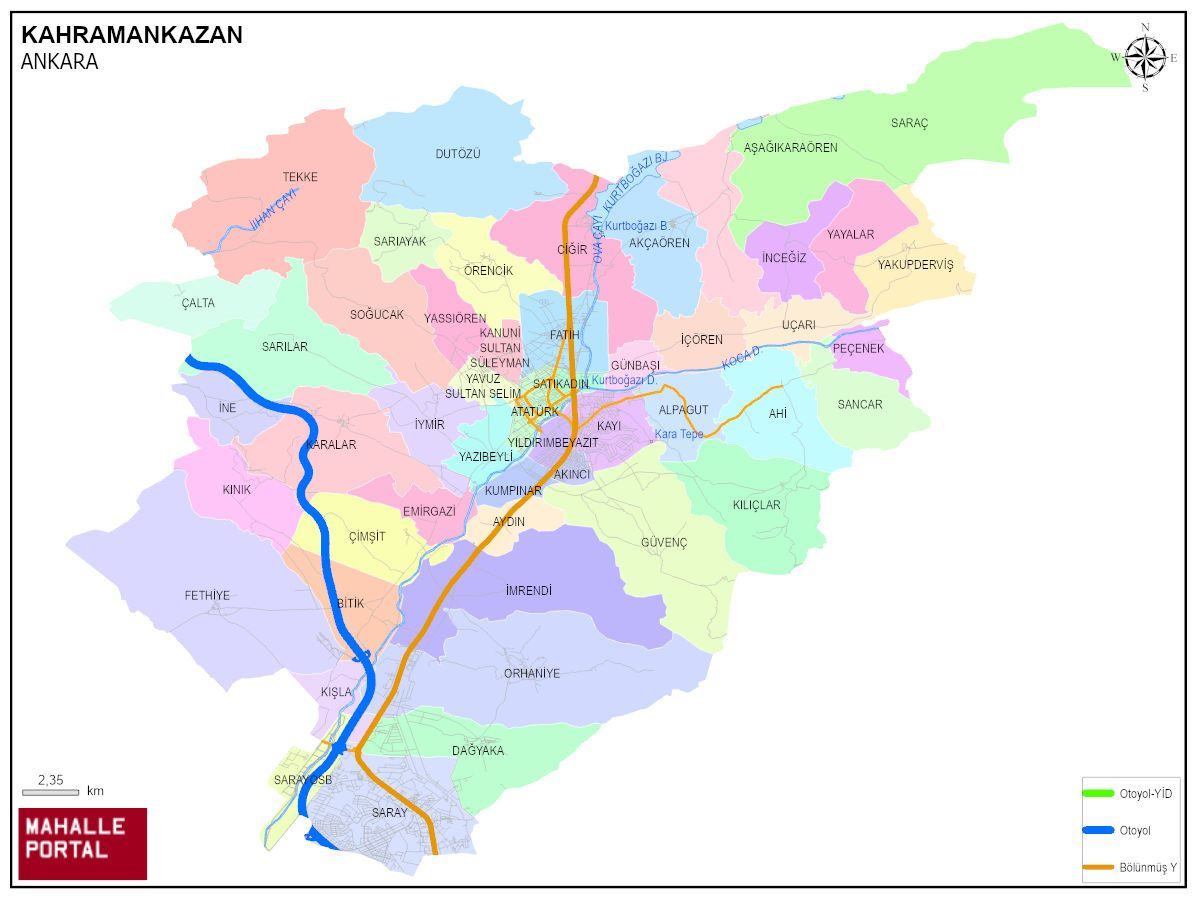 KAHRAMANKAZAN Mahalle Köy Haritası