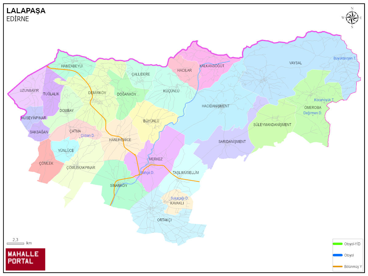 LALAPAŞA Mahalle Köy Haritası