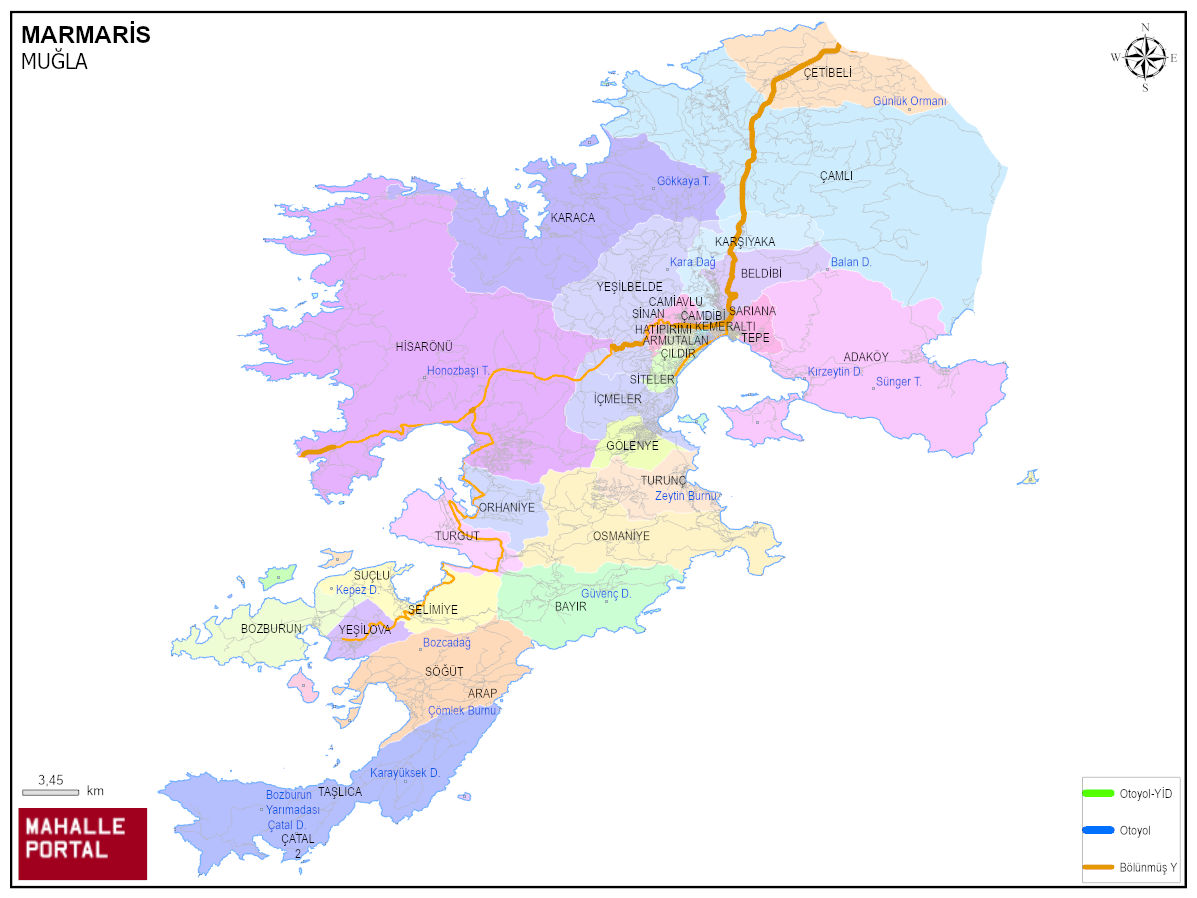 MARMARİS Mahalle Köy Haritası