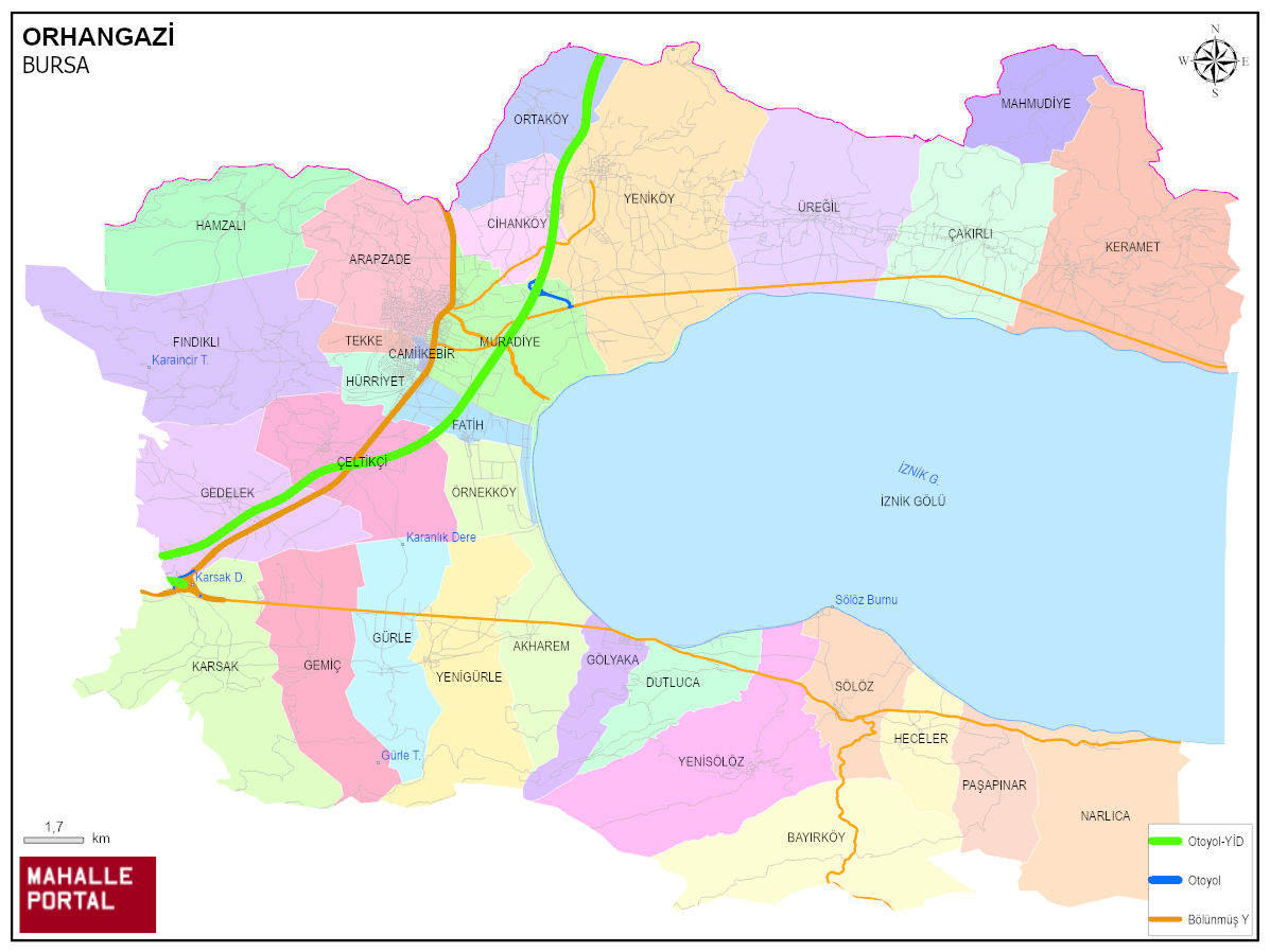 ORHANGAZİ Mahalle Köy Haritası | İlçedeki Tüm Mahalle ve Köyler
