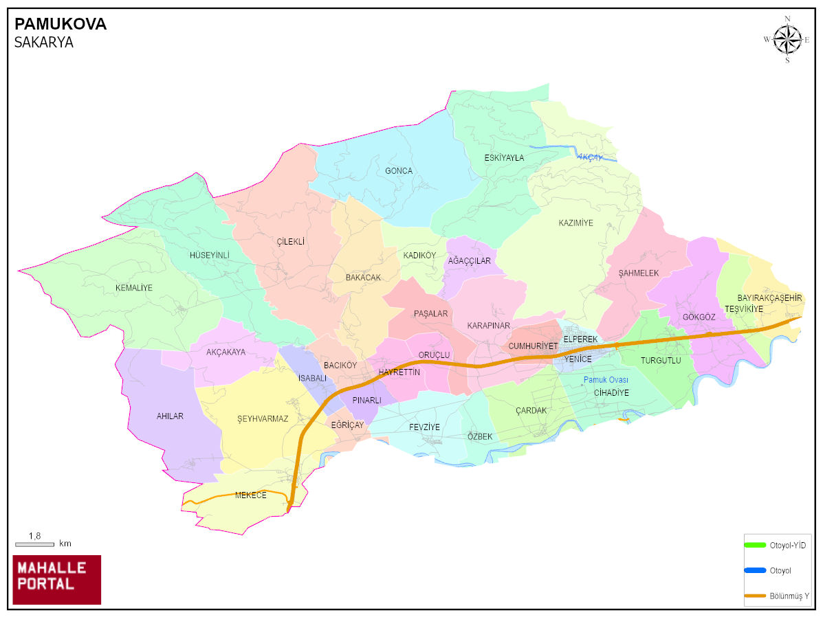PAMUKOVA Mahalle Köy Haritası | İlçedeki Tüm Mahalle ve Köyler