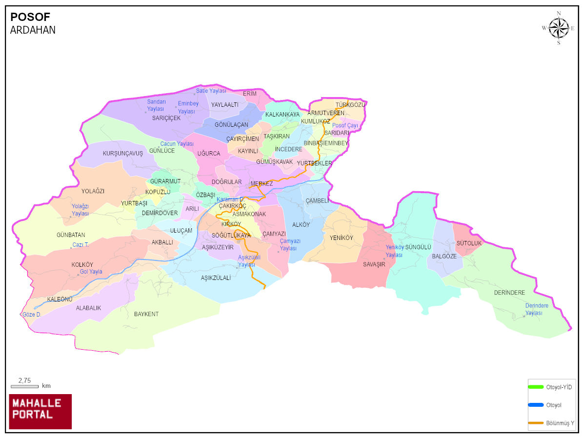 POSOF Mahalle Köy Haritası | İlçedeki Tüm Mahalle ve Köyler