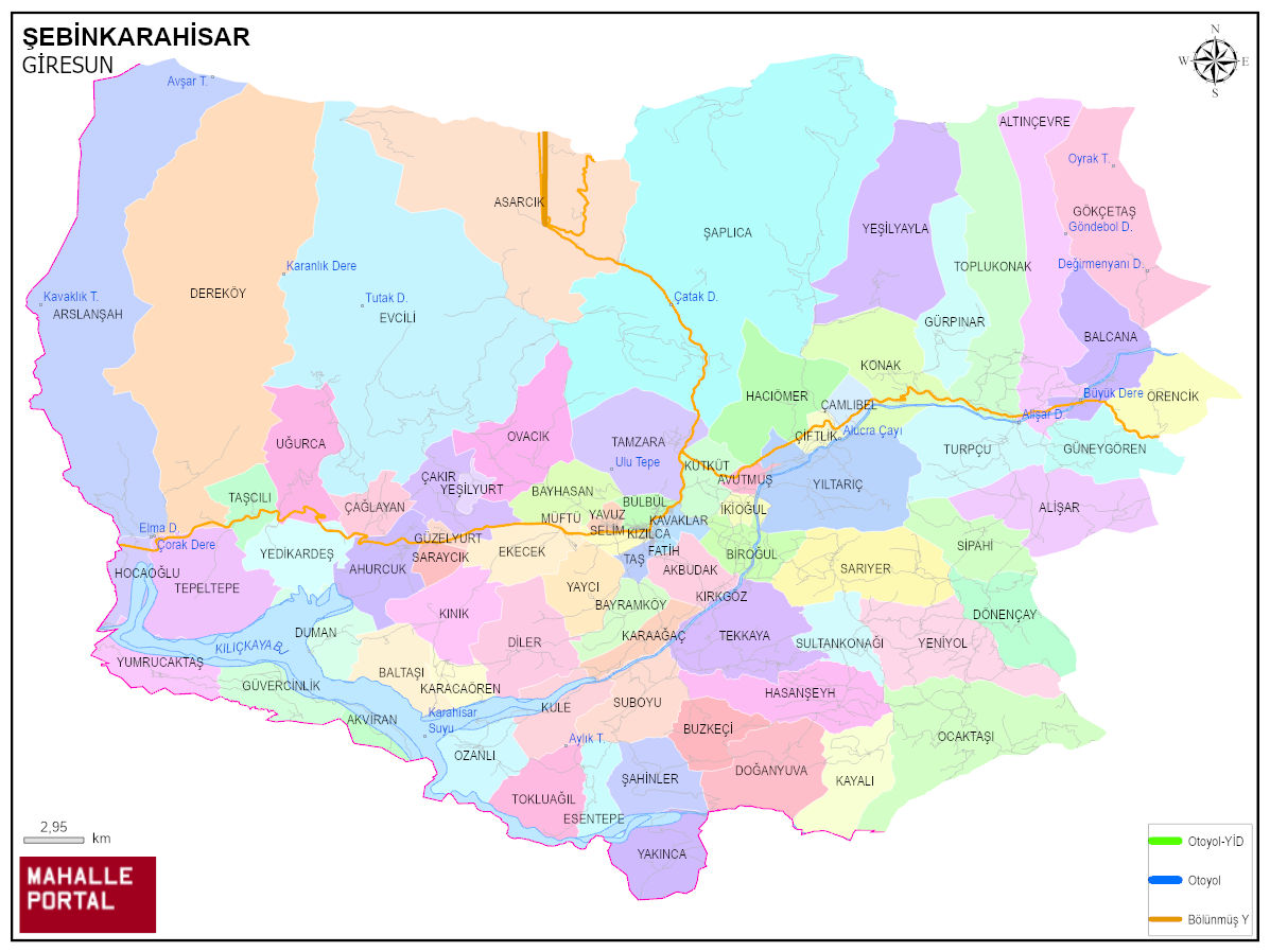 ŞEBİNKARAHİSAR Mahalle Köy Haritası | İlçedeki Tüm Mahalle ve Köyler