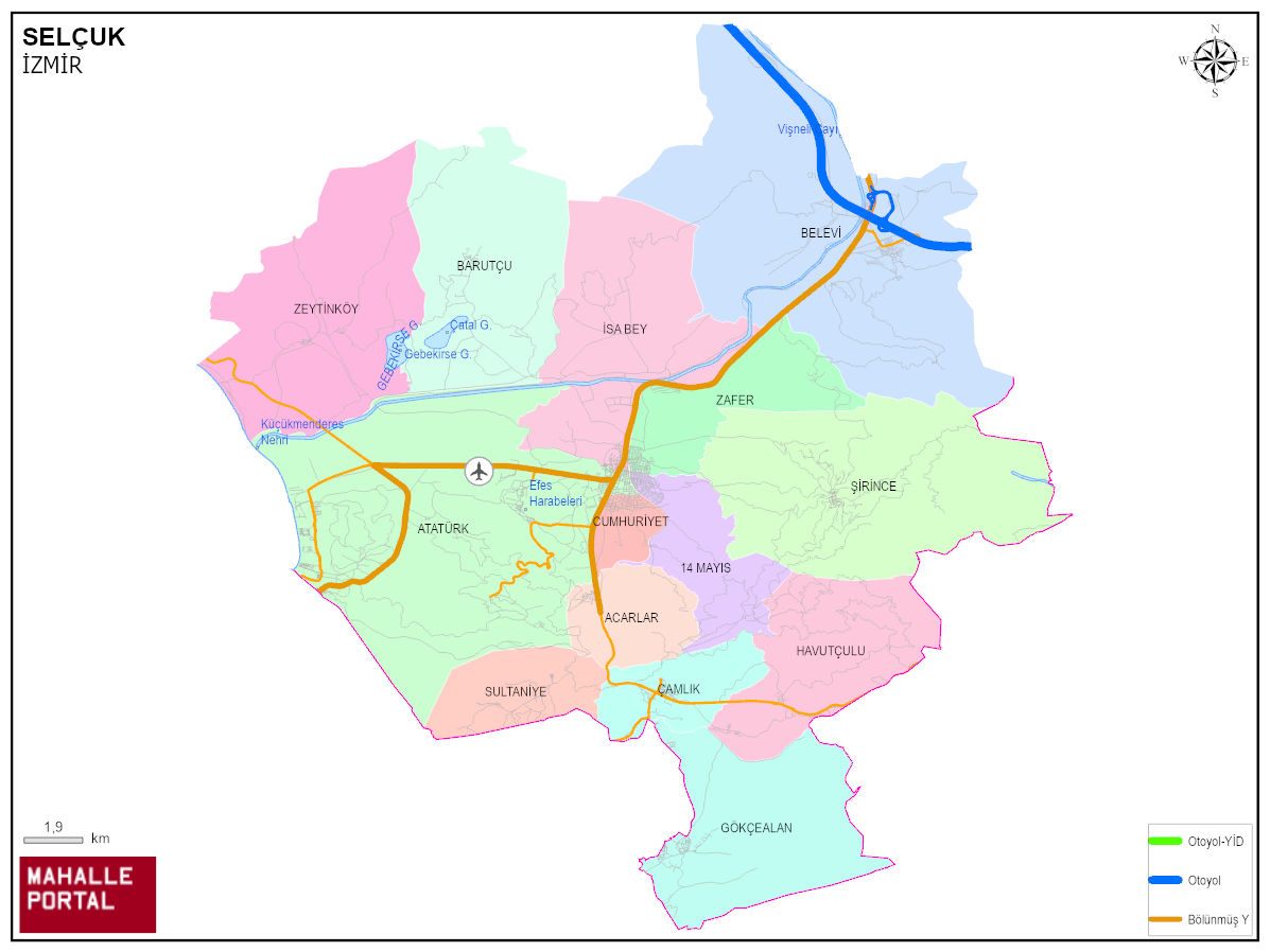 SELÇUK Mahalle Köy Haritası | İlçedeki Tüm Mahalle ve Köyler