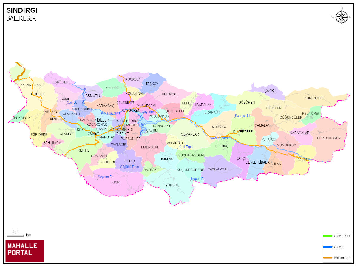 SINDIRGI Mahalle Köy Haritası | İlçedeki Tüm Mahalle ve Köyler