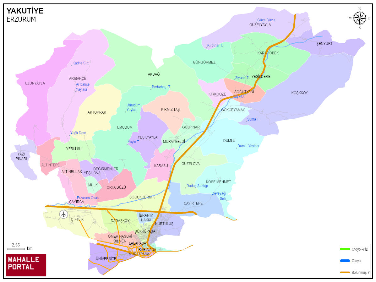 YAKUTİYE Mahalle Köy Haritası | İlçedeki Tüm Mahalle ve Köyler