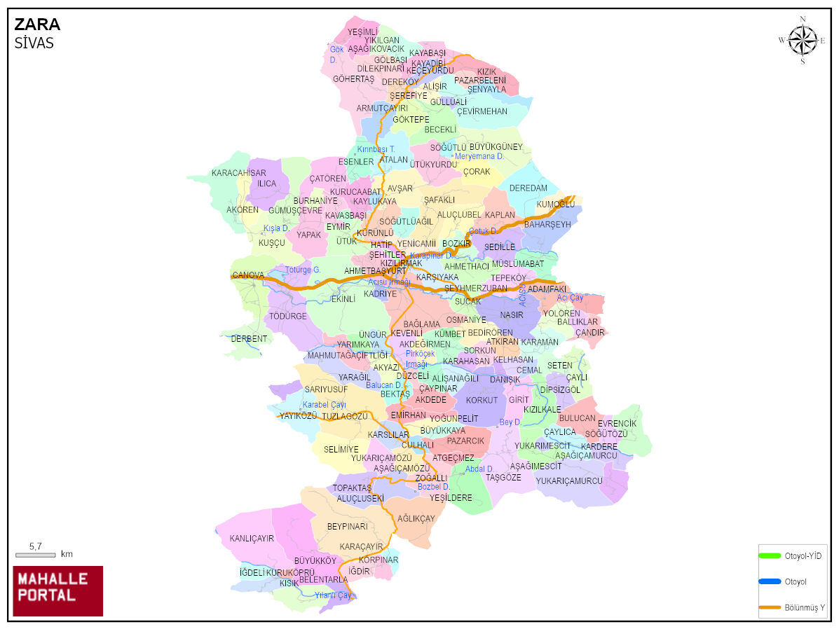 ZARA Mahalle Köy Haritası | İlçedeki Tüm Mahalle ve Köyler