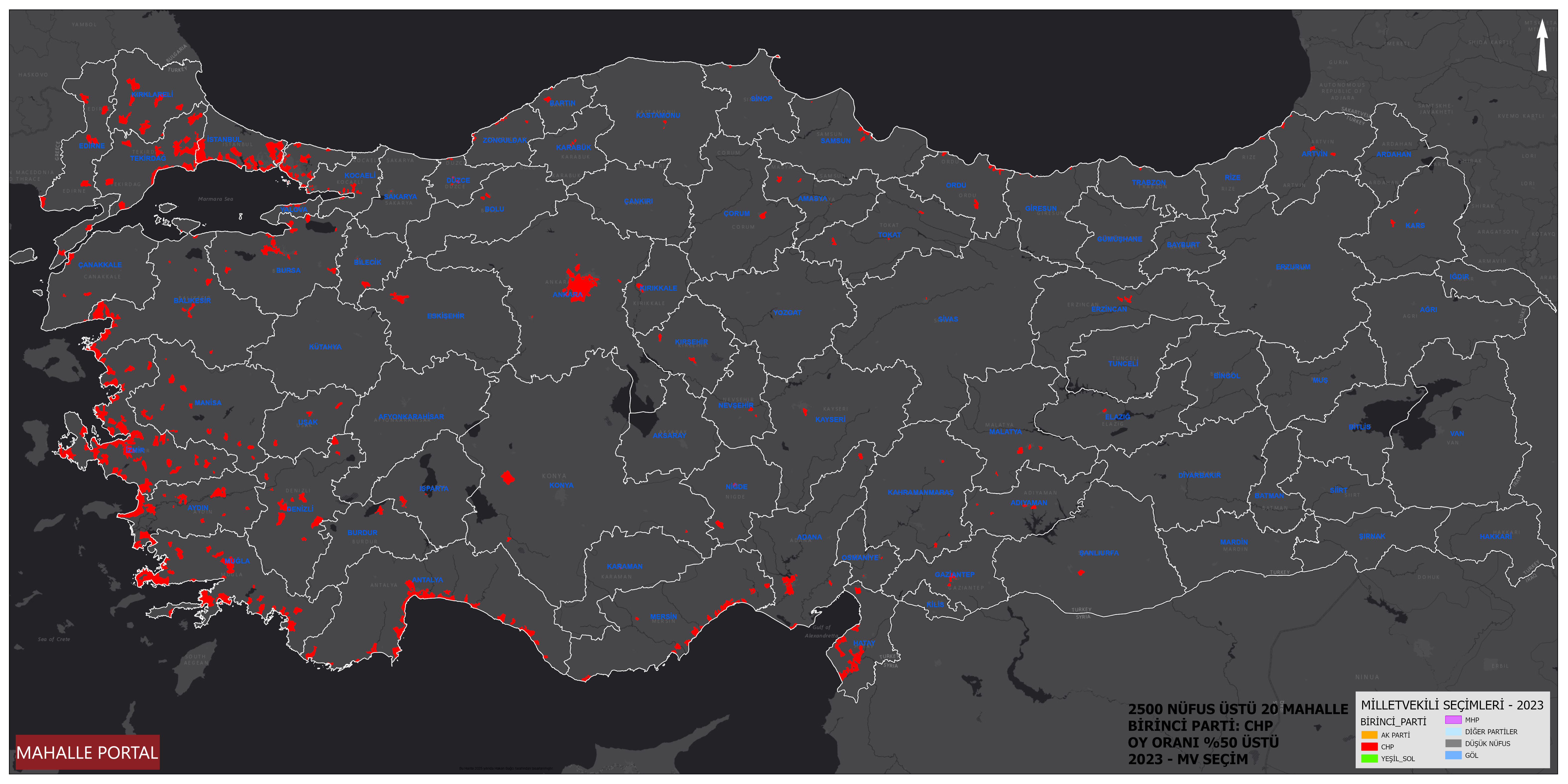CHP Map of Areas with 50 Percent or More of the Vote