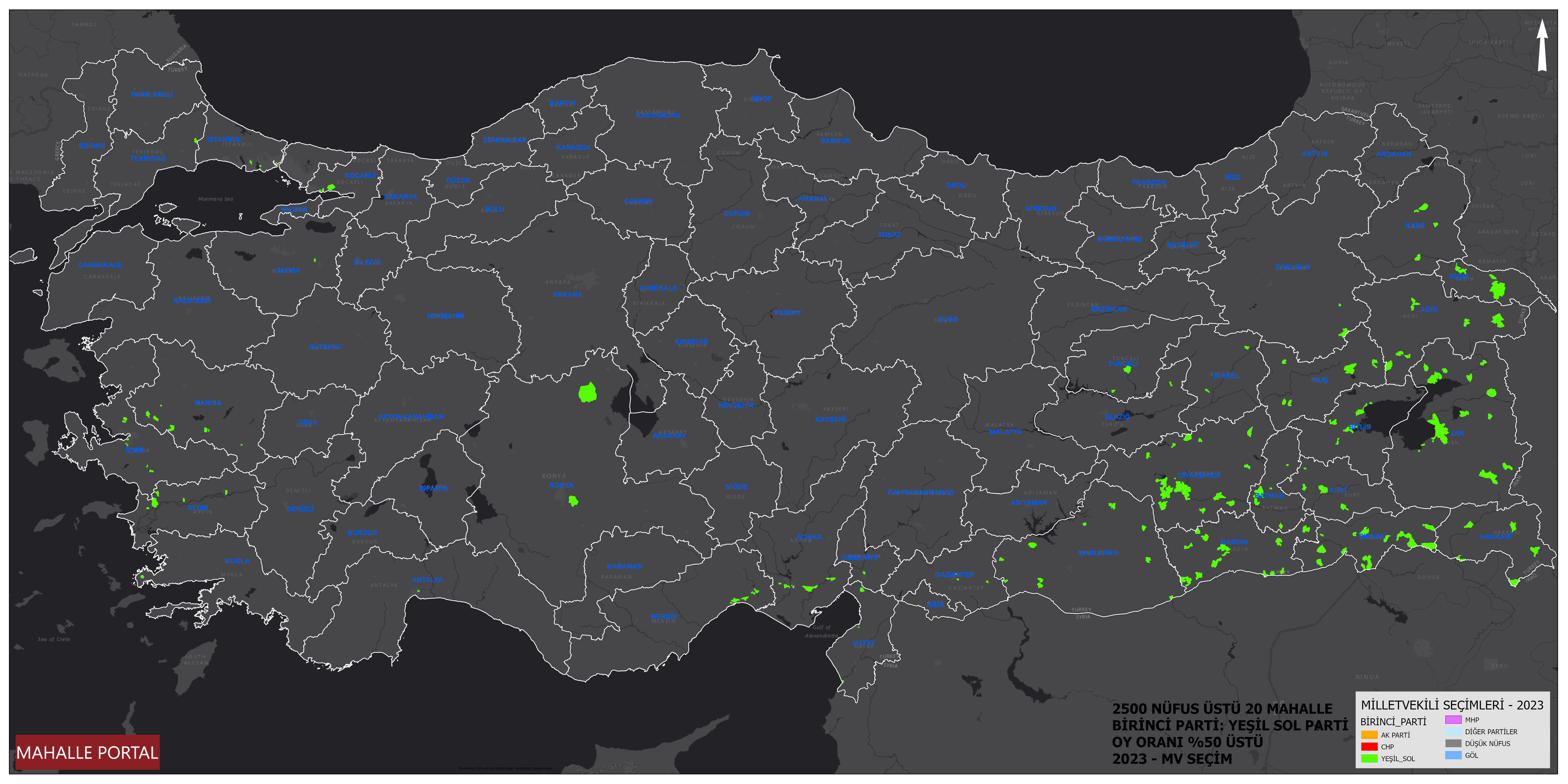 Map of Green Left Party Areas with 50 Percent or More Votes