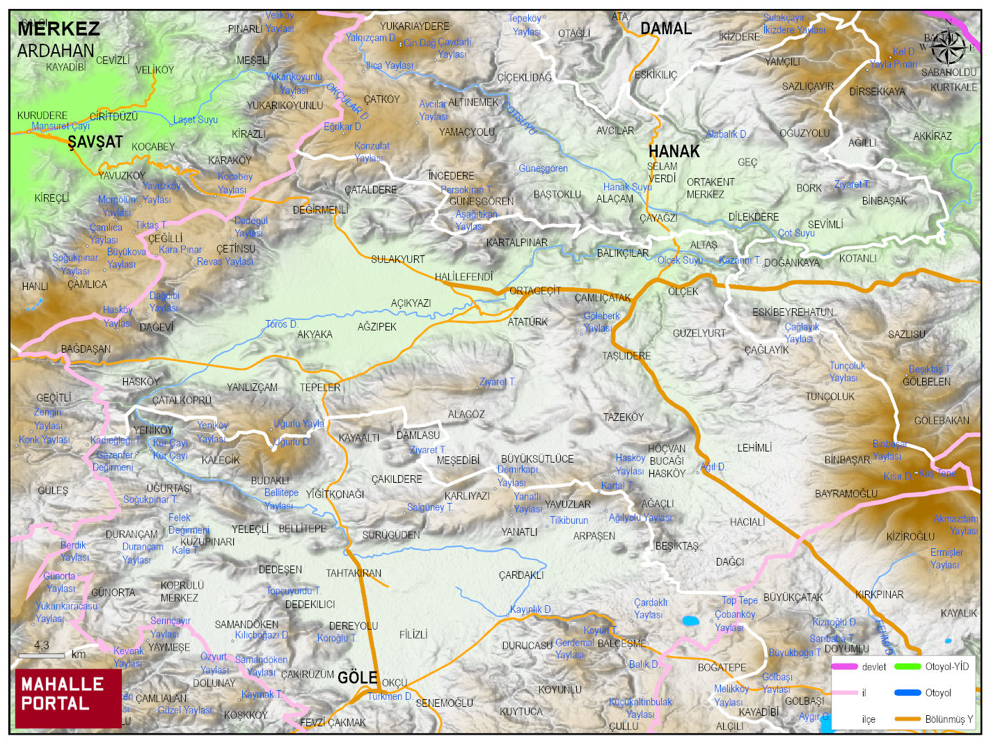 MERKEZ Fiziki Haritası | Yükselti ve Doğa Özellikleri