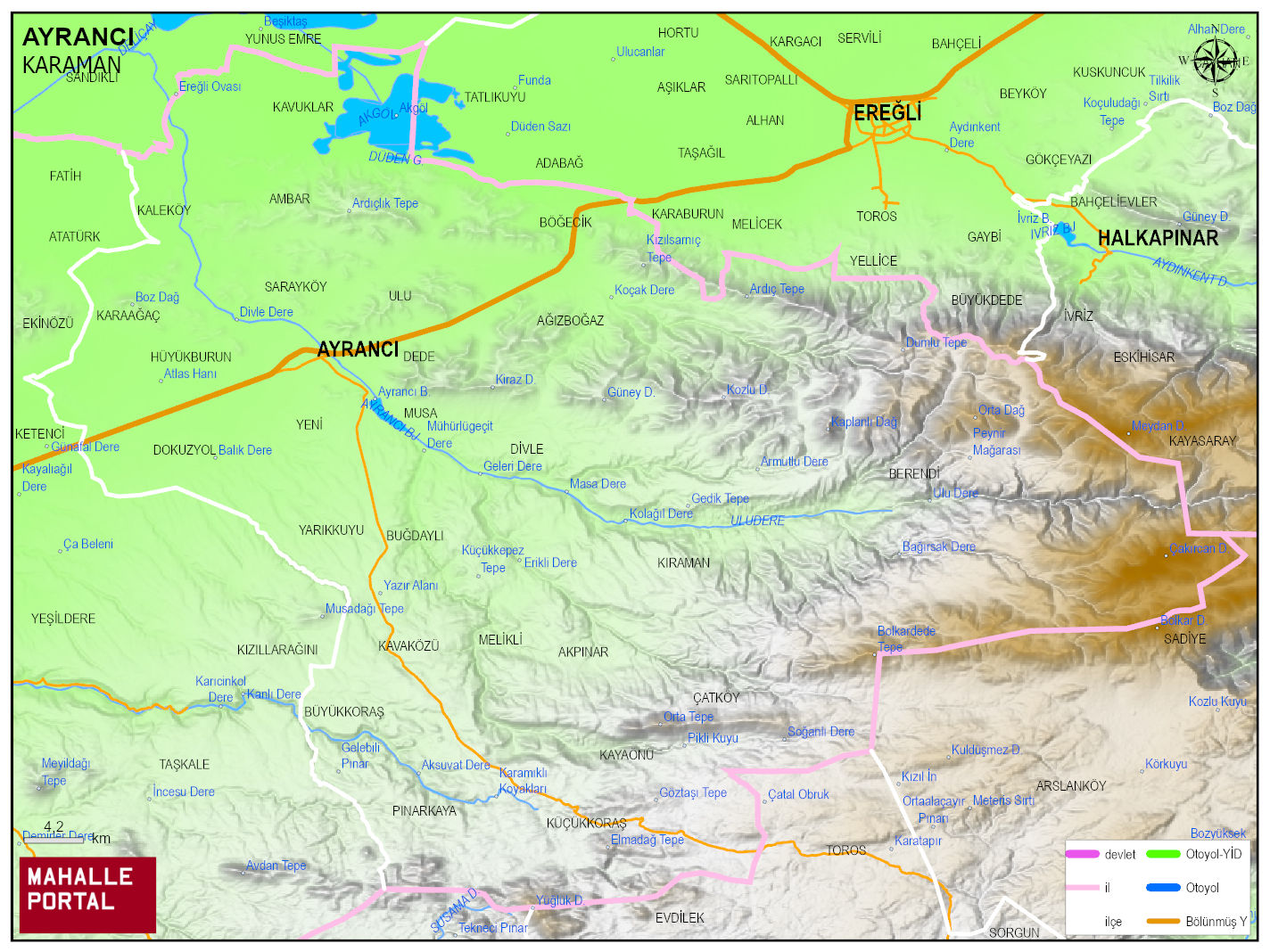 AYRANCI Fiziki Haritası | Dağlar, Ovalar ve Akarsu Bilgileri