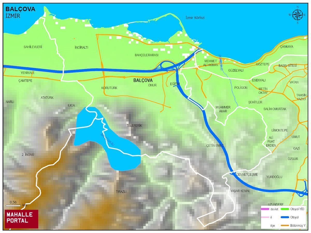 BALÇOVA Fiziki Haritası | Dağlar, Ovalar ve Akarsu Bilgileri