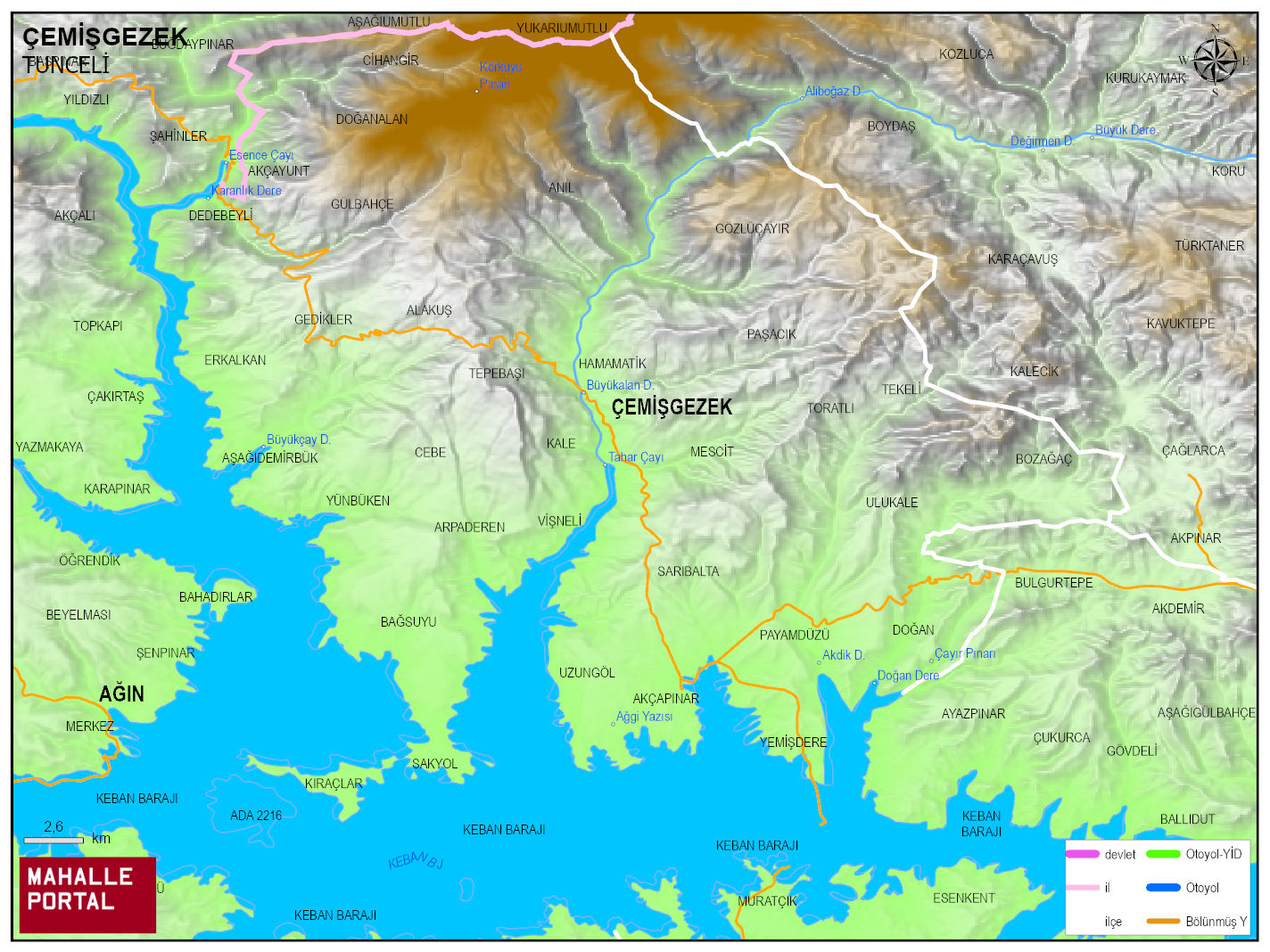 ÇEMİŞGEZEK Fiziki Haritası | Coğrafi Yapı ve Detaylı İlçe Haritası