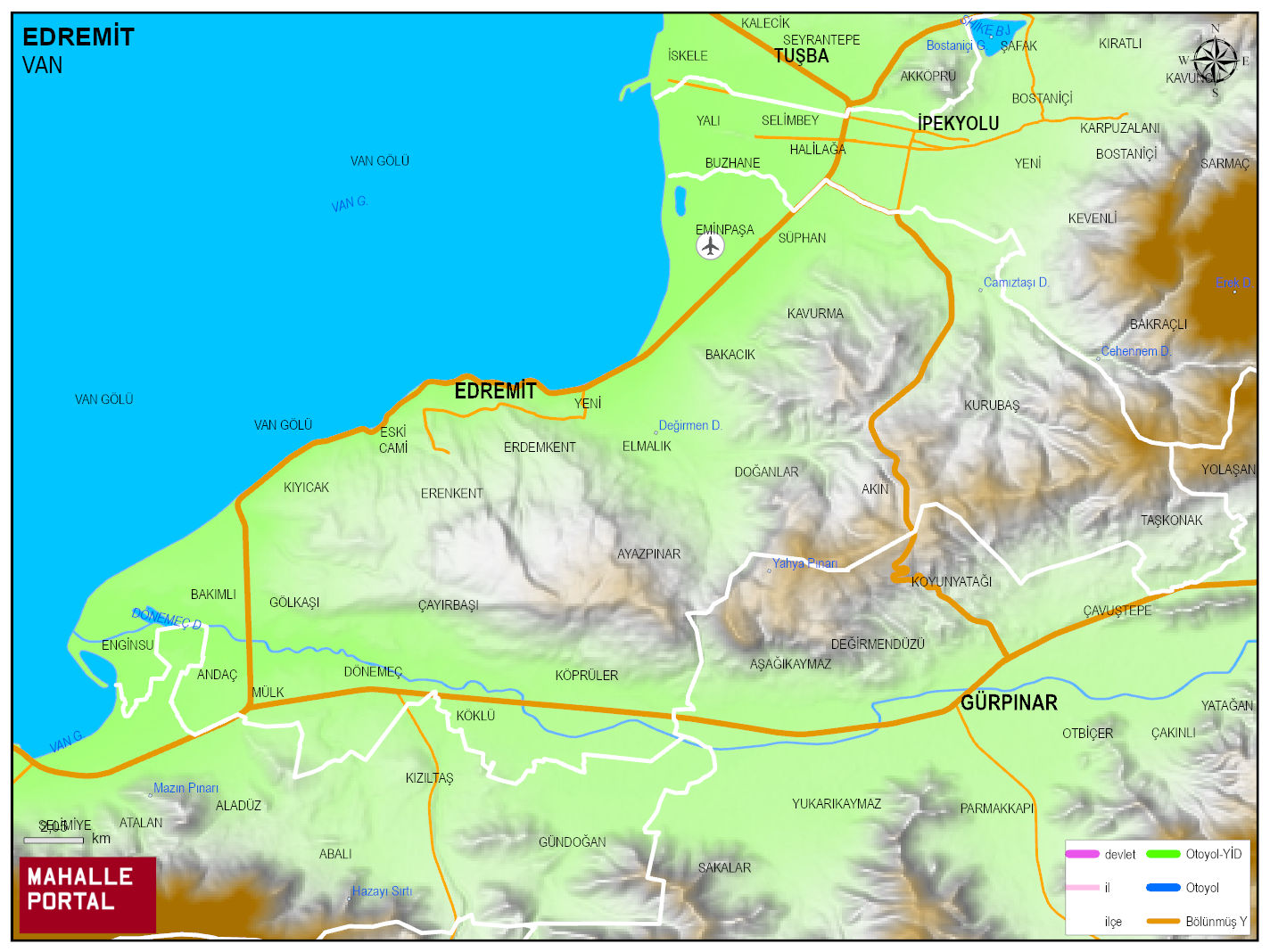 EDREMİT Fiziki Haritası | Dağlar, Ovalar ve Akarsu Bilgileri