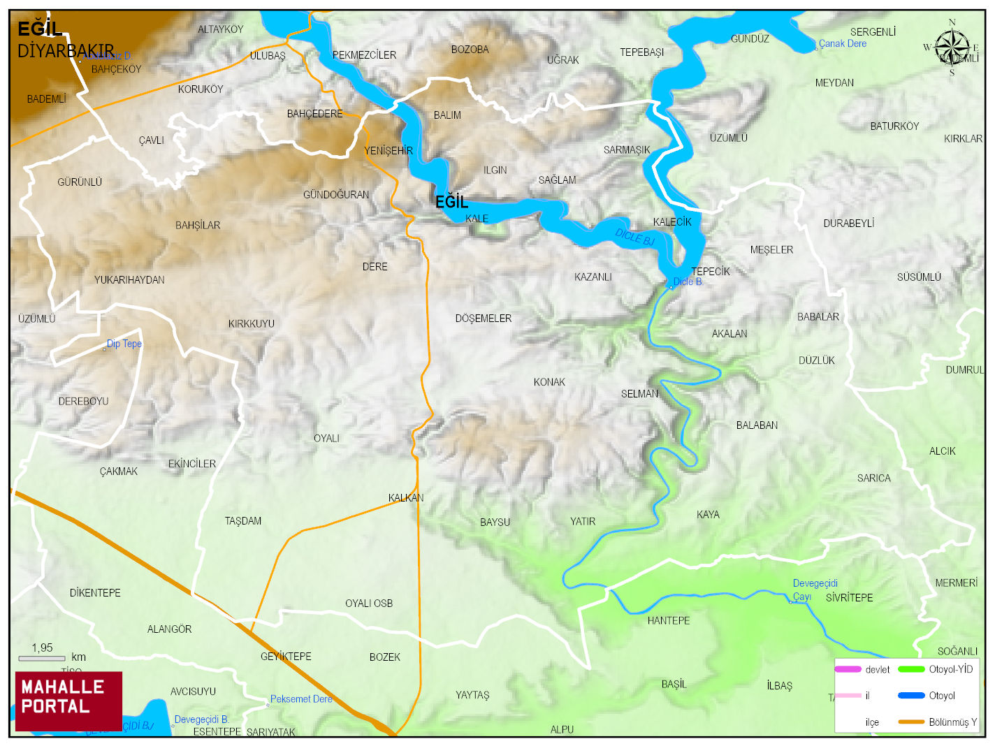 EĞİL Fiziki Haritası | Dağlar, Ovalar ve Akarsu Bilgileri