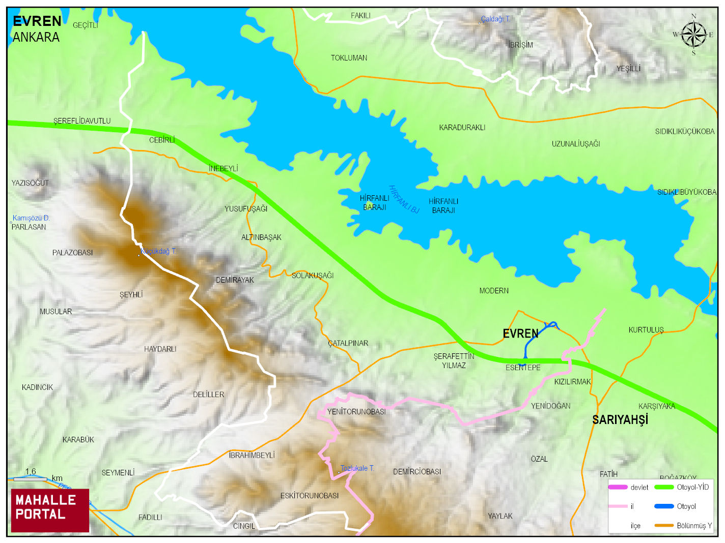 EVREN Fiziki Haritası | Dağlar, Ovalar ve Akarsu Bilgileri