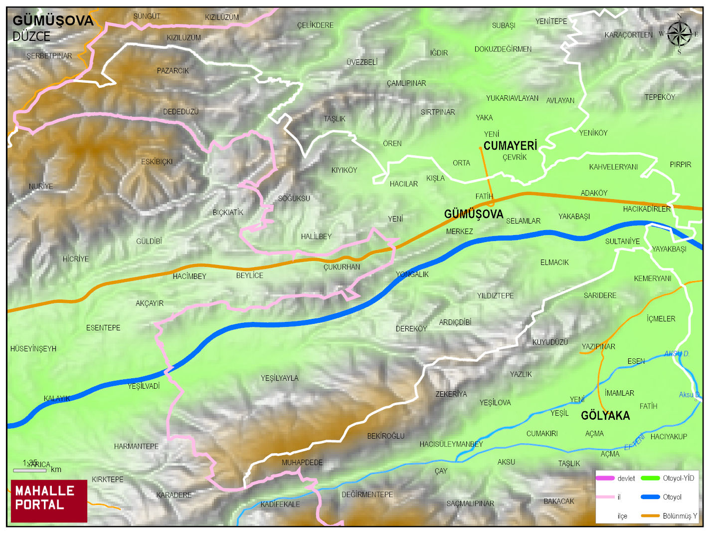 GÜMÜŞOVA Fiziki Haritası | Dağlar, Ovalar ve Akarsu Bilgileri
