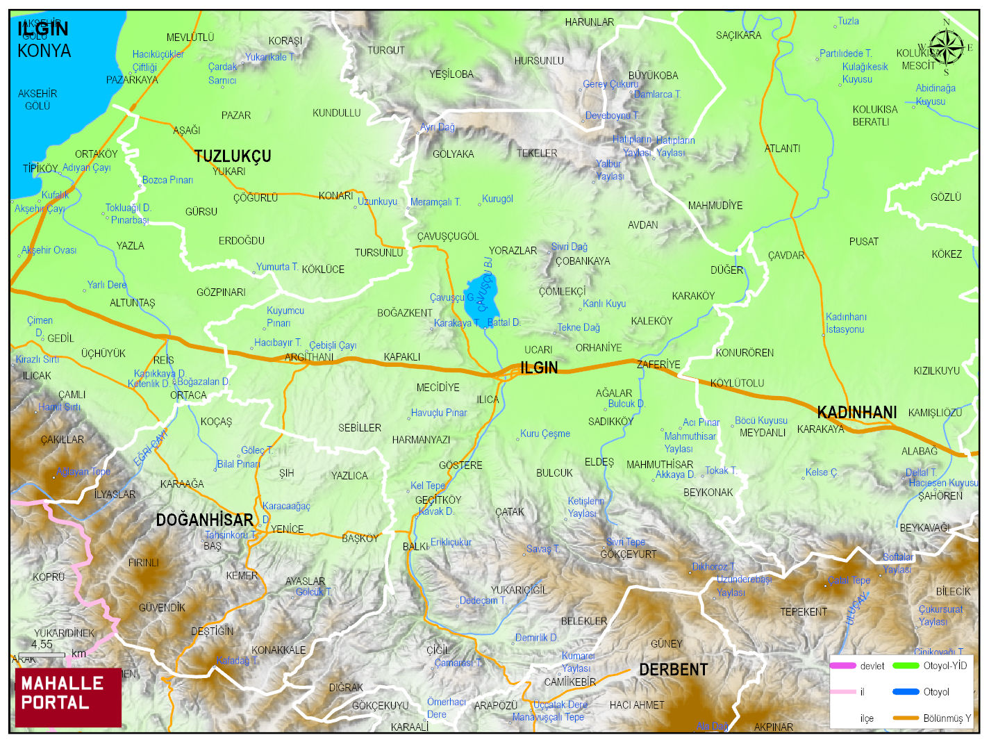 ILGIN Fiziki Haritası | Yükselti ve Doğa Özellikleri