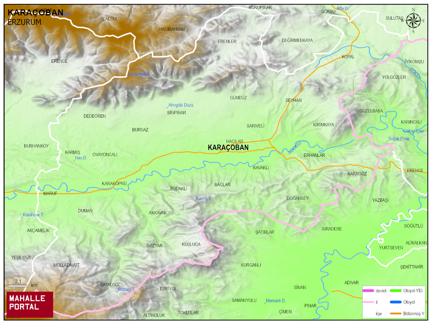 KARAÇOBAN Fiziki Haritası | Yükselti ve Doğa Özellikleri