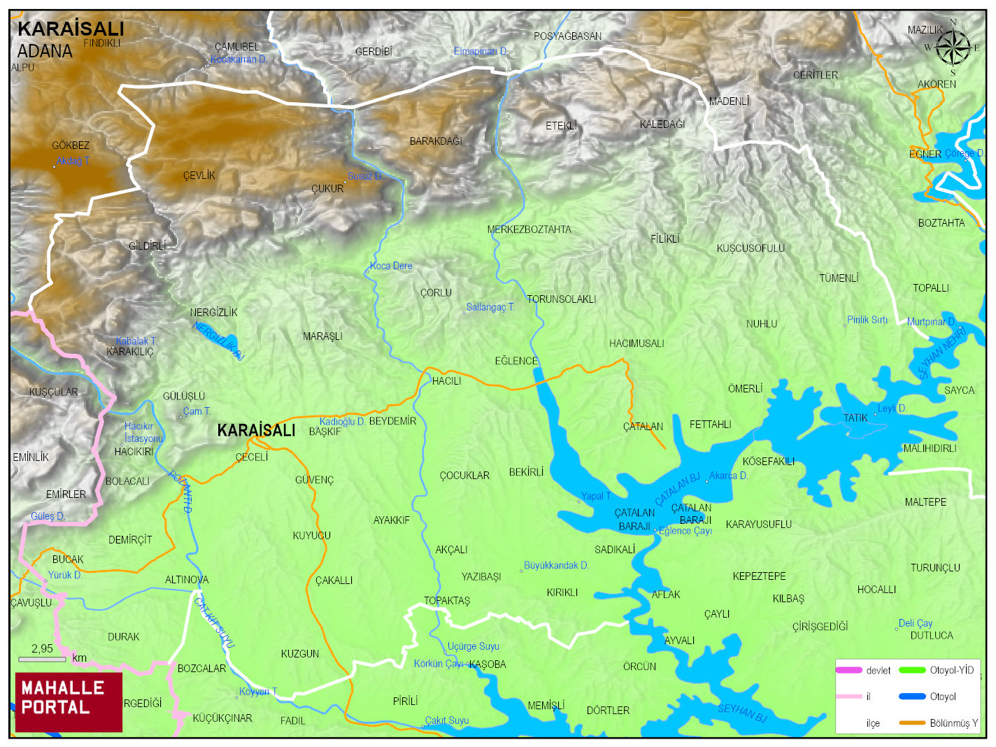 KARAİSALI Fiziki Haritası | Yükselti ve Doğa Özellikleri