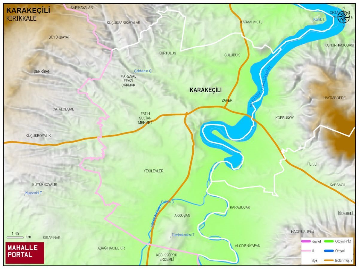KARAKEÇİLİ Fiziki Haritası | Yükselti ve Doğa Özellikleri