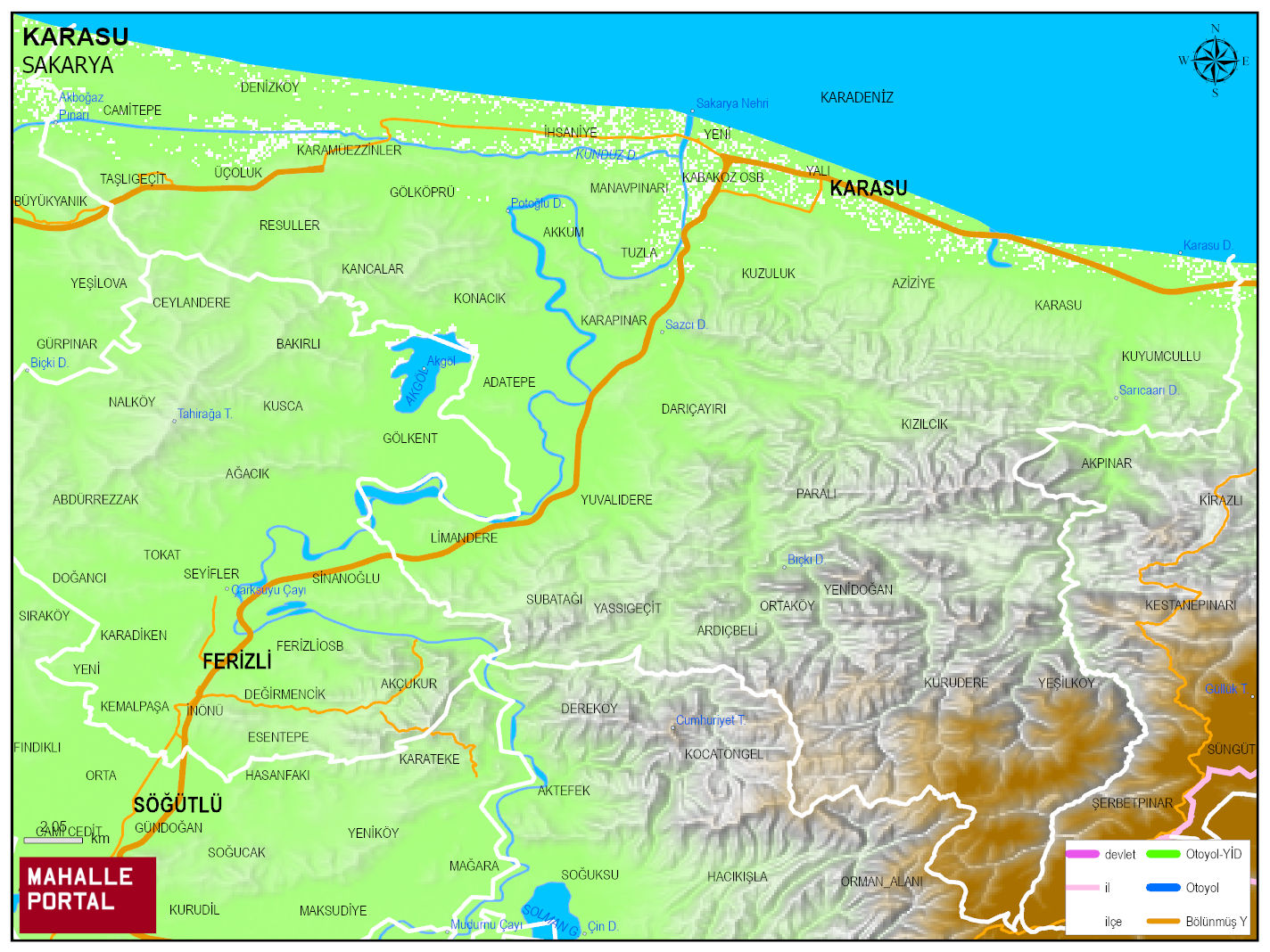 KARASU Fiziki Haritası | Yükselti ve Doğa Özellikleri