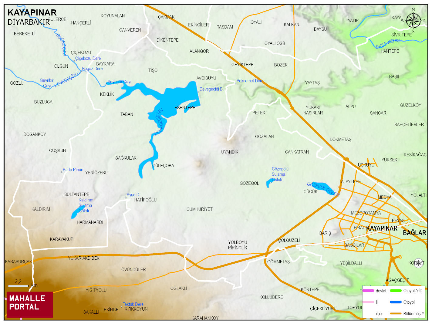 KAYAPINAR Fiziki Haritası | Yükselti ve Doğa Özellikleri