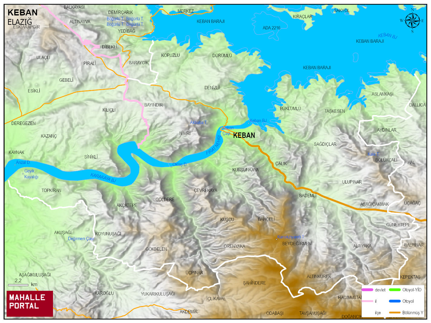 KEBAN Fiziki Haritası | Yükselti ve Doğa Özellikleri