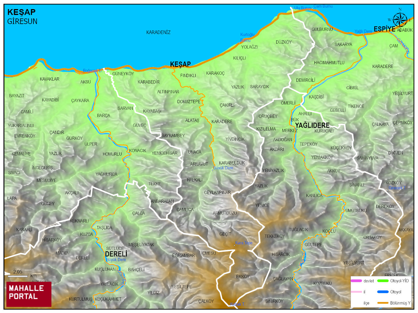 KEŞAP Fiziki Haritası | Yükselti ve Doğa Özellikleri