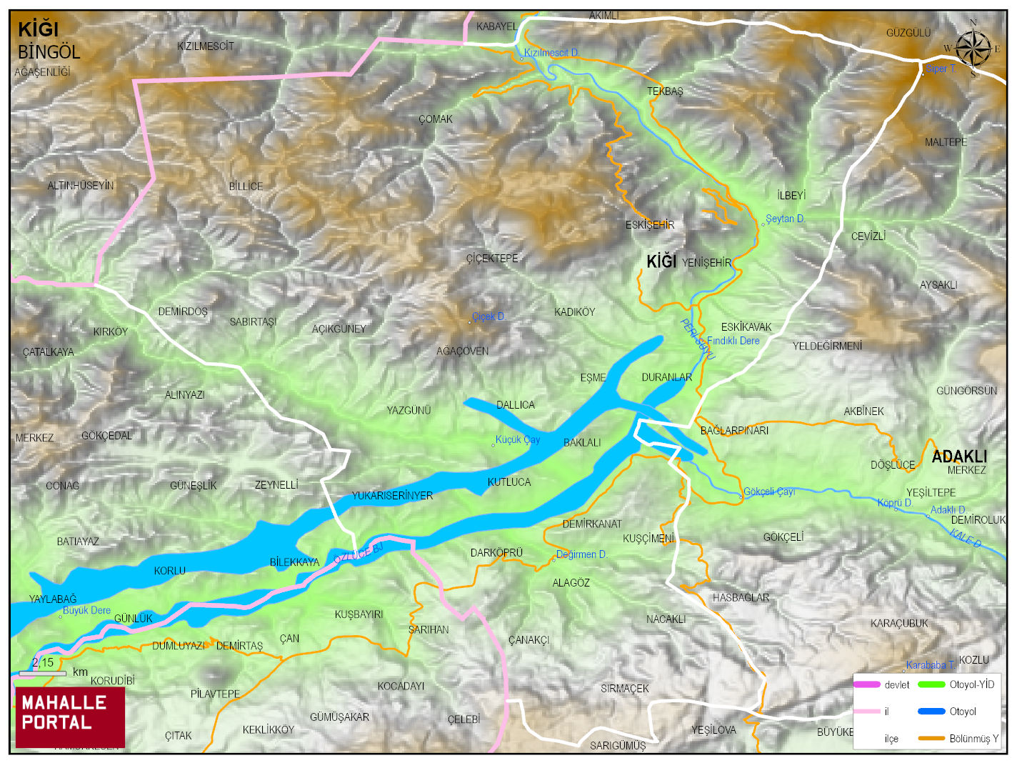 KİĞI Fiziki Haritası | Yükselti ve Doğa Özellikleri
