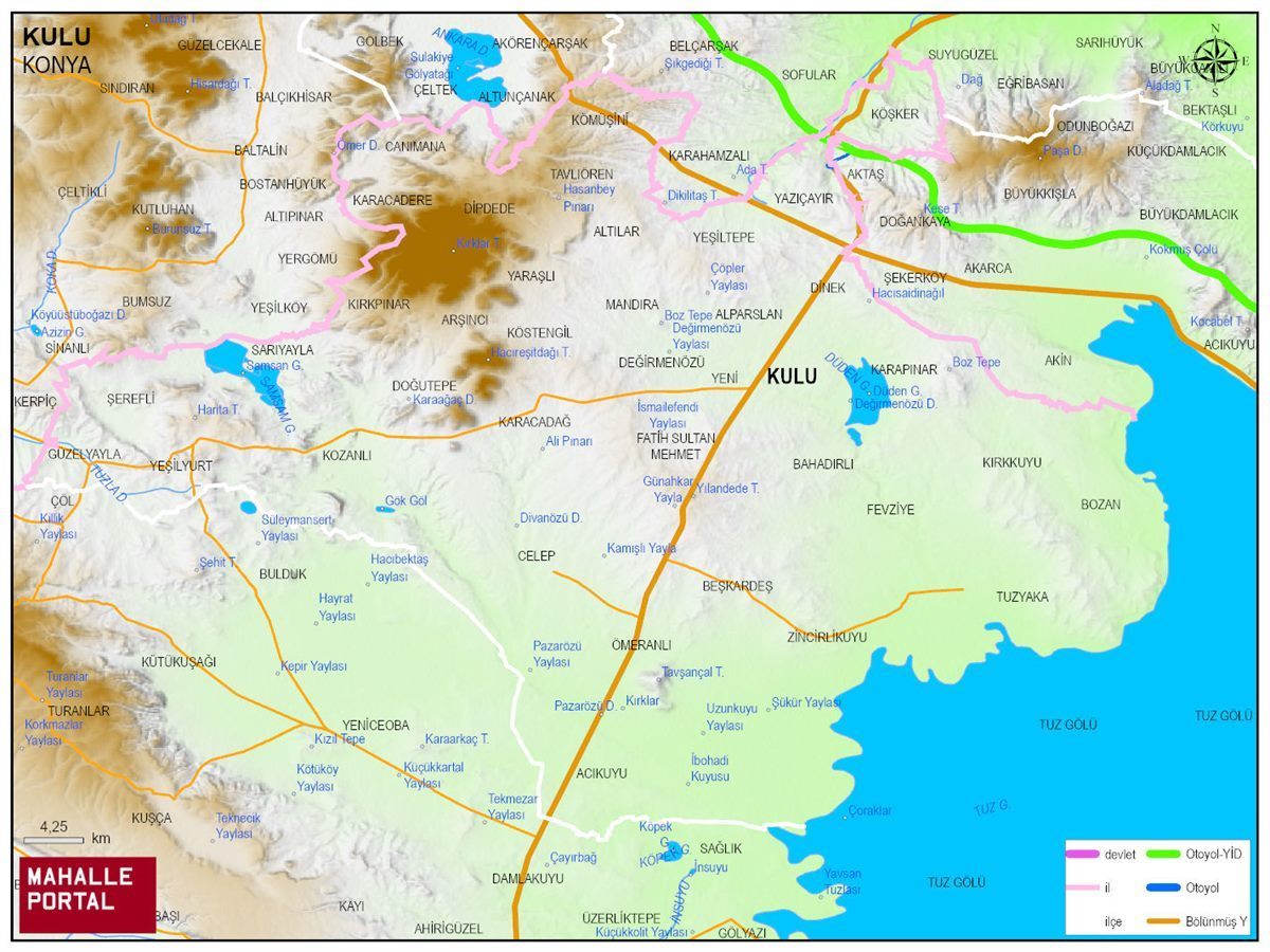 KULU Fiziki Haritası | Yükselti ve Doğa Özellikleri