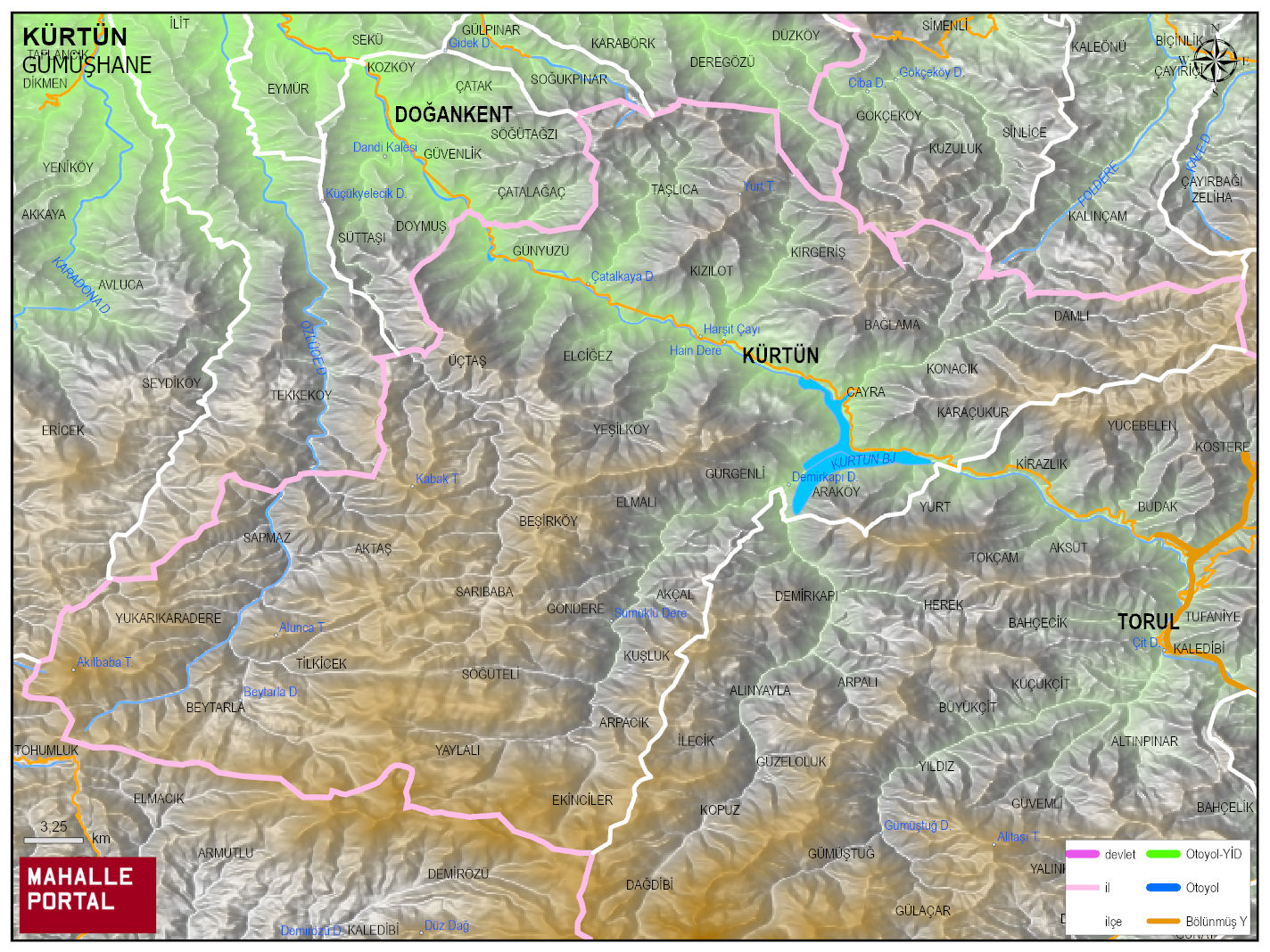KÜRTÜN Fiziki Haritası | Yükselti ve Doğa Özellikleri