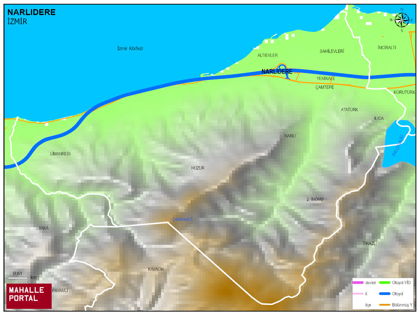 NARLIDERE Fiziki Haritası | Coğrafi Yapı ve Detaylı İlçe Haritası