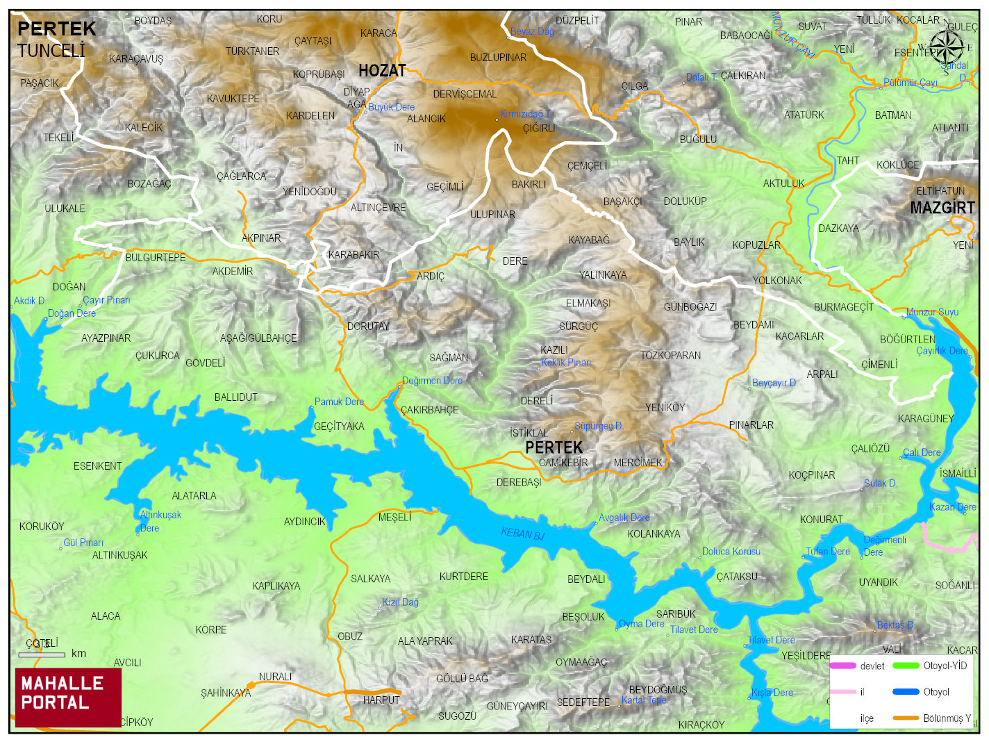 PERTEK Fiziki Haritası | Coğrafi Yapı ve Detaylı İlçe Haritası